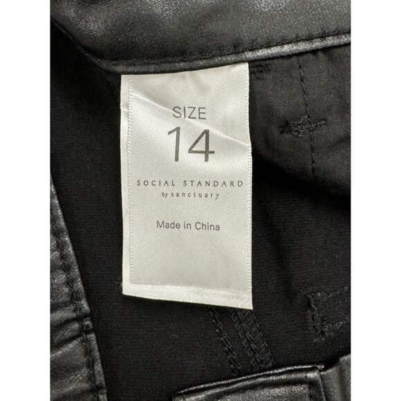 Social Standard By Sanctuary Ankle Skinny Pants Size 14 Black Viscose & Nylon - Picture 5 of 7